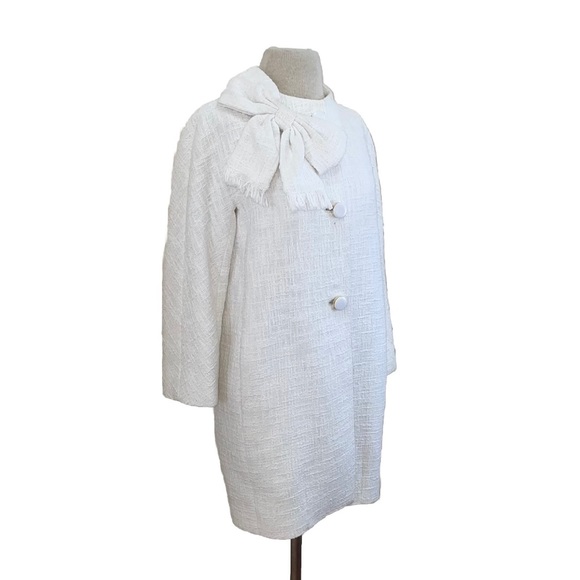 kate spade Jackets & Blazers - Kate Spade $548 White New York Dorothy Bow Front Tweed Coat Size 6 Small